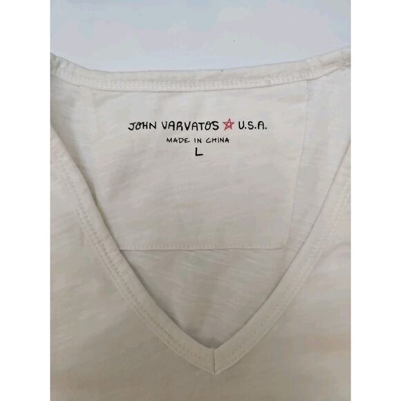John Varvatos Collection Luxury Cotton T Shirt V Neck MEN'S Size LARGE WHITE - Picture 3 of 5